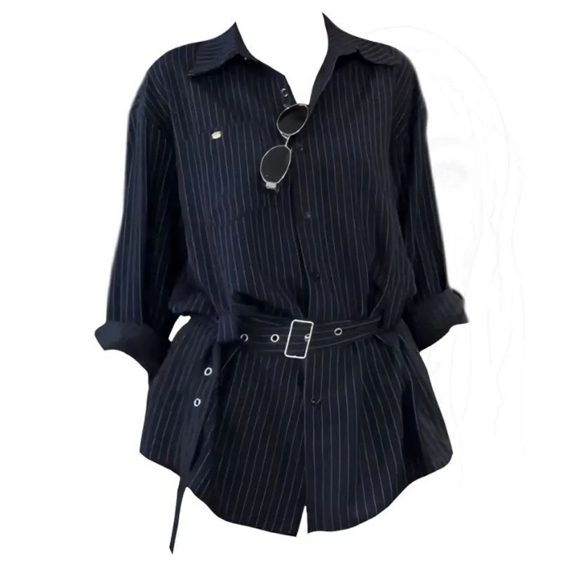 Street Fashion Necklace - Women Clothing High Street Striped Loose
