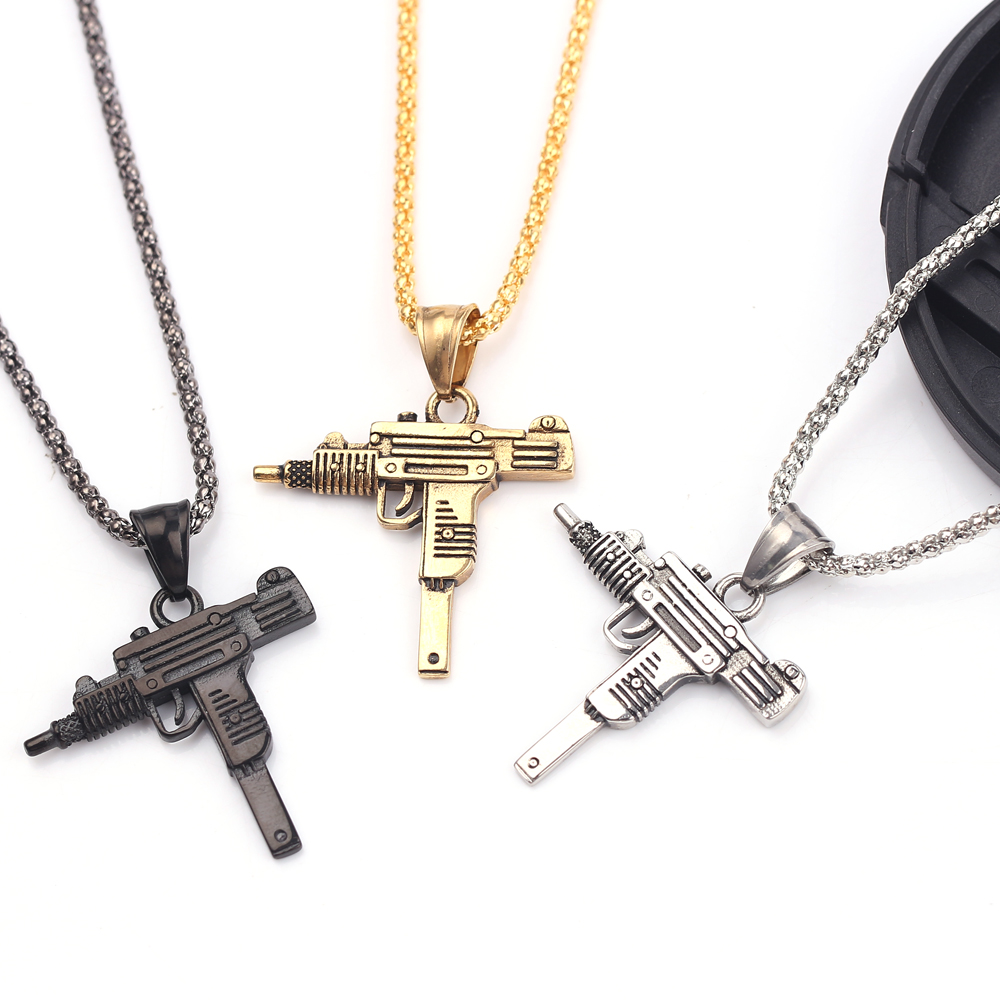 Punk Uzi Pistol Machine Gun Ne - Street Fashion Necklace recension och pris