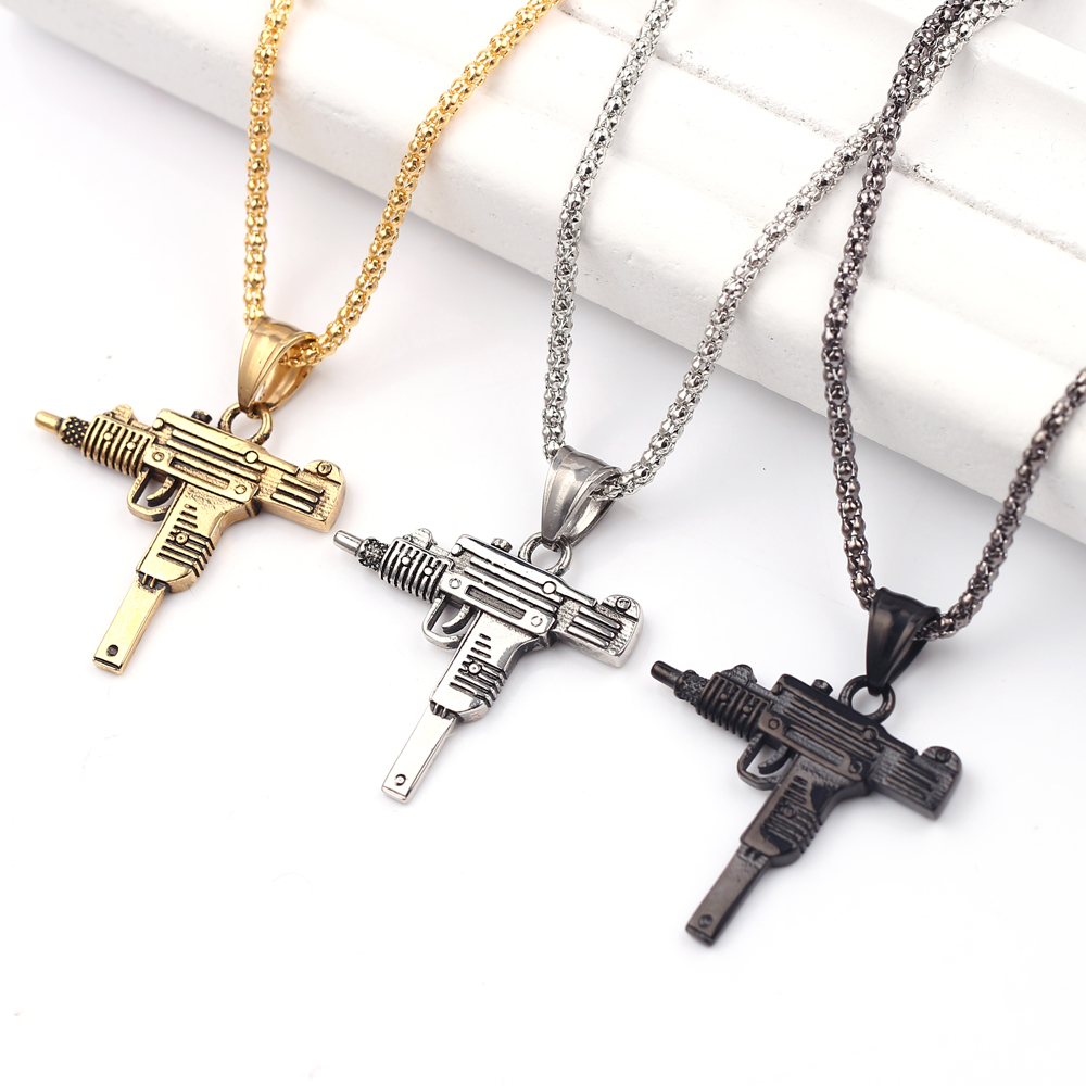 Punk Uzi Pistol Machine Gun Ne - Street Fashion Necklace recension och pris