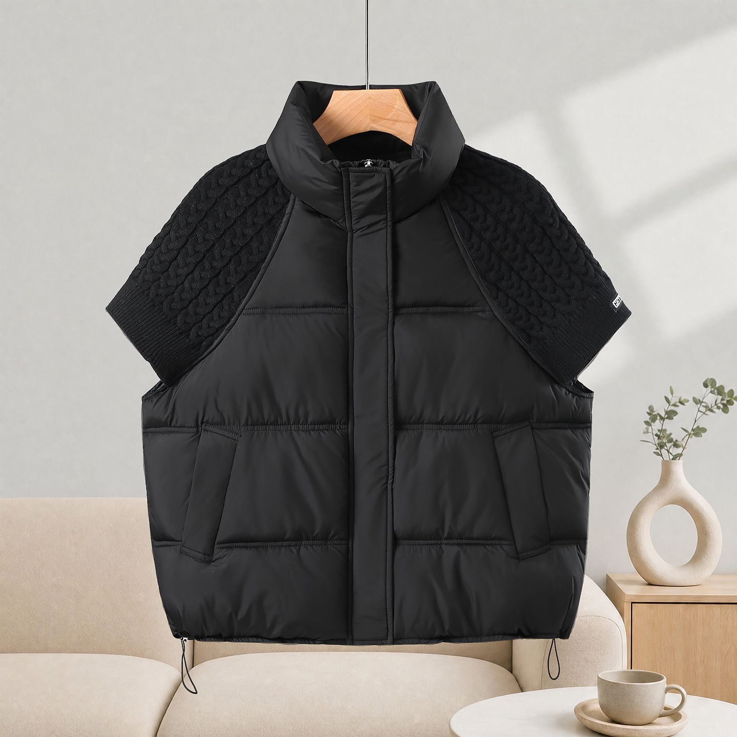 Women Stylish Knit Spliced Cro - Puffer Vest Padded recension och pris
