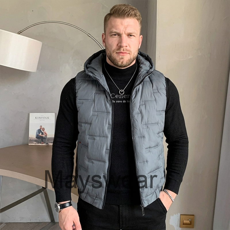 Hooded Puffer Vest Men Winter  - Puffer Vest Padded recension och pris