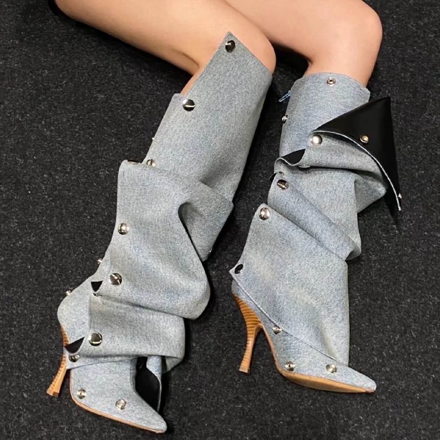 Women Denim Slouchy Pointed To - Street Fashion Dress recension och pris