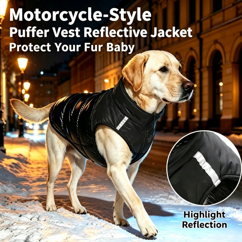 Motorcycle Style Dog Puffer Ve - Puffer Vest Padded recension och pris
